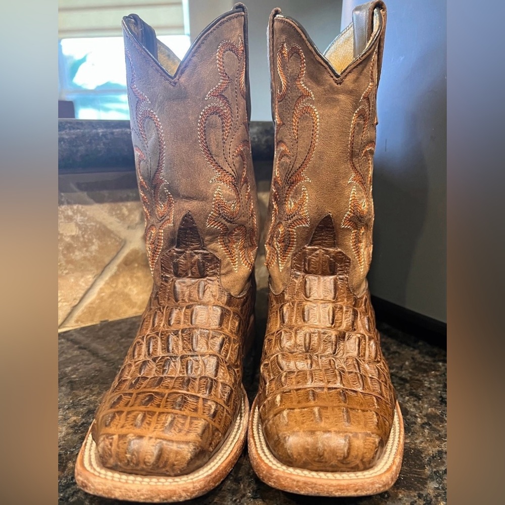 HORSE POWER KID'S CHOCOLATE CROCODILE PRINT BOOT